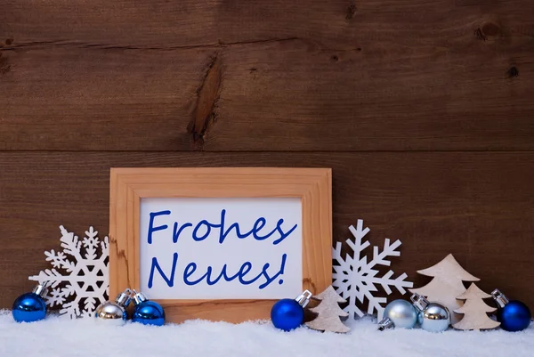 Blue Christmas Decoration, Snow, Frohes Neues, Mean New Year — стокове фото