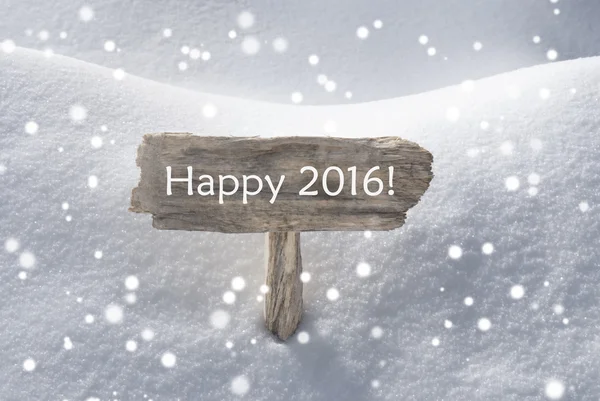 Christmas Sign With Snow And Snowflakes Happy 2016 — Stockfoto