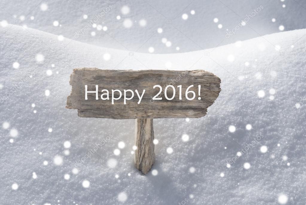 Christmas Sign With Snow And Snowflakes Happy 2016