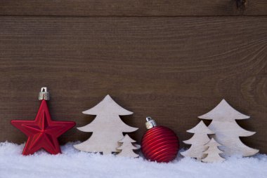 Red, White Christmas Decoration, Tree, Ball, Copy Space