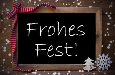 Chalkboard Decoration Frohes Fest Means Christmas, Snowflakes
