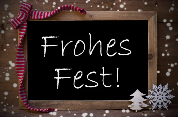 Chalkboard Decoration Frohes Fest Means Christmas, Snowflakes — Stok fotoğraf