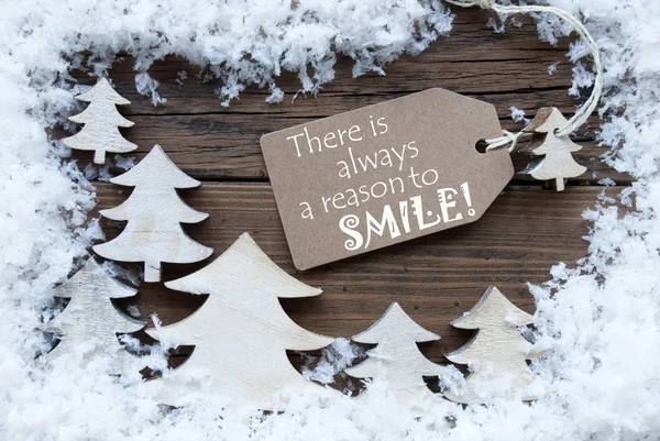 Etiqueta Árvores de Natal e neve sempre motivo Sorriso — Fotografia de Stock