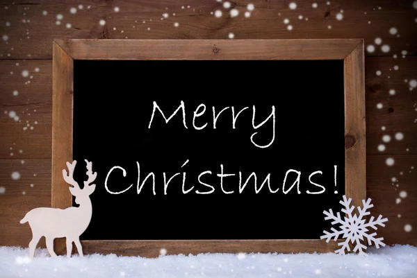 Card, Blackboard, Snowflakes, Reindeer, Merry Christmas — 图库照片