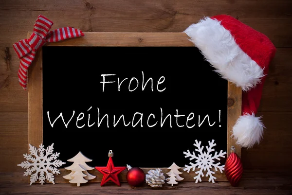 Braune Tafel Weihnachtsmütze frohe weihnachten bedeuten weihnachten — Stockfoto