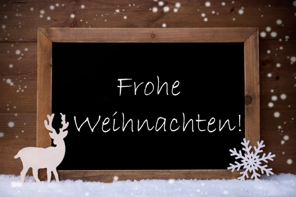 Vintage kaart, Blackboard, sneeuw, Frohe Weihnachten gemiddelde Kerstmis — Stockfoto