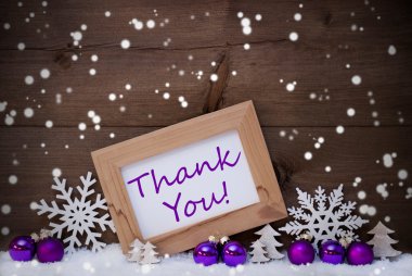 Purple Christmas Decoration, Snow, Thank You, Snowflakes