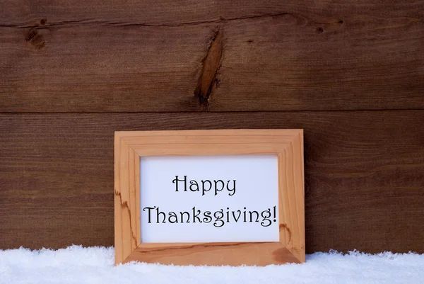 Christmas Card With Picture Frame, Text Happy Thanksgiving, Snow — Stock Photo, Image