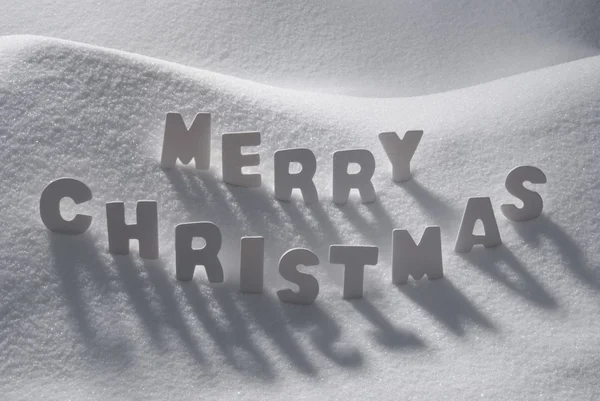 White Word Merry Christmas On Snow — Stockfoto