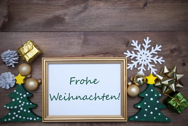 Marco con decoración, Frohe Weihnachten media Feliz Navidad —  Fotos de Stock