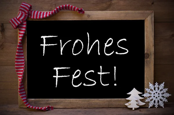 Chalkboard com decoração Frohes Fest significa Feliz Natal — Fotografia de Stock