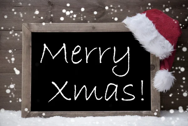 Gray Card, Blackboard, Merry Xmas, Snow — Φωτογραφία Αρχείου