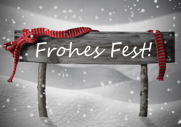 Sign Frohes Fest Means Merry Christmas,Snow, Snowfalkes — Zdjęcie stockowe