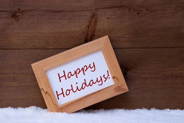 Cartão de Natal com moldura, Boas festas, Neve — Fotografia de Stock