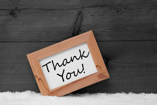 Picture Frame With Gray Background, Thank You, Snow — Stok fotoğraf