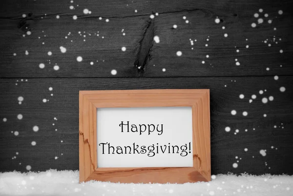 Frame With Gray Background, Happy Thanksgiving, Snow, Snowflakes — Stock fotografie