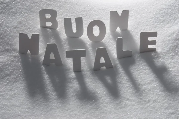 White Word Buon Natale Mean Merry Christmas On Snow — Stock Photo, Image