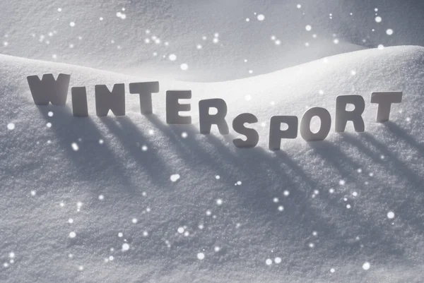 White Word Wintersport On Snow, Snowflakes — 스톡 사진