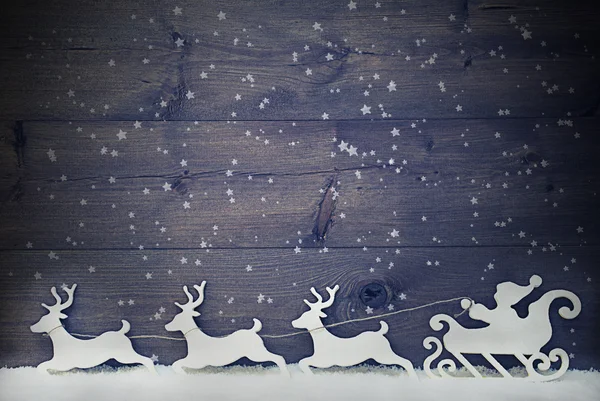 Traîneau de Père Noël Vintage blanc, renne, neige, espace de copie, étoile — Photo