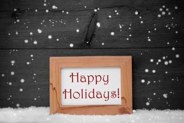 Picture Frame, Gray Background, Happy Holidays, Snow, Snowflake