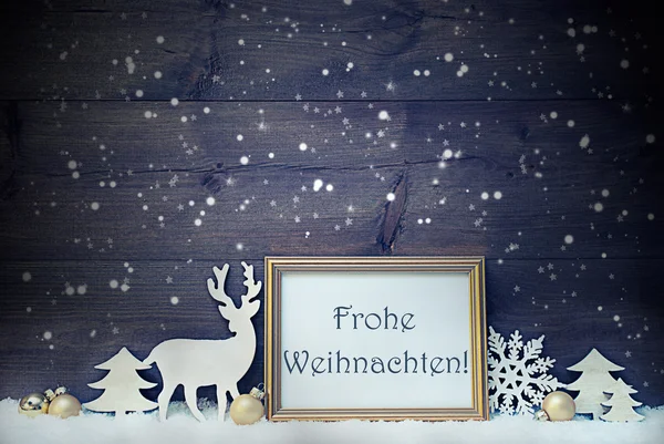 Oldtimer-Karte, Schneeflocken, frohe Weihnachten bedeuten frohe Weihnachten — Stockfoto