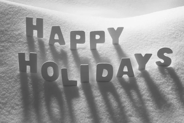 White Word Happy Holidays On Snow — Zdjęcie stockowe