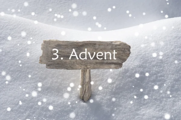 Zeichen Schneeflocken 3 Advent bedeutet Weihnachtszeit — Stockfoto