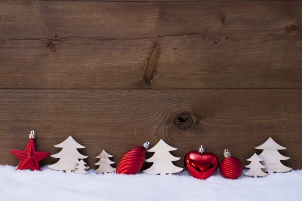 Santa Claus Sled With Reindeer, Snow, Colorful Christmas Balls — Stockfoto