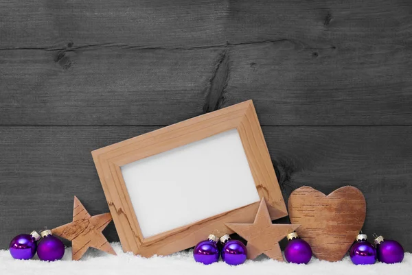 Gray Purple Christmas Decoration Copy Space, Frame — Zdjęcie stockowe