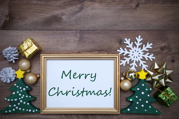 Marco con decoración y texto Feliz Navidad — Foto de Stock