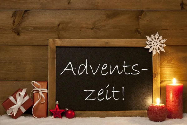 Festive Card, Blackboard, Snow, Adventszeit Mean Christmas Time — Zdjęcie stockowe