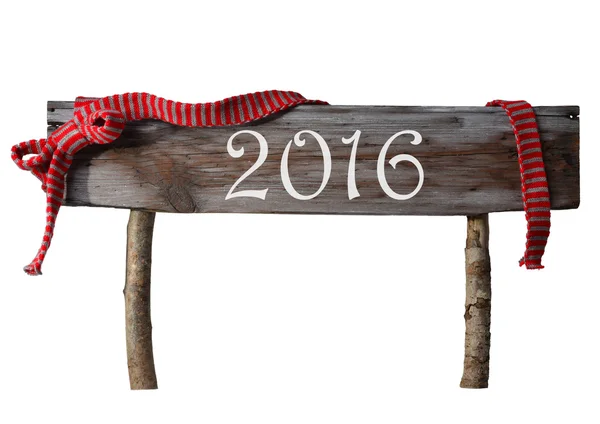 Brown Isolated Christmas Sign 2016, Red Ribbon — 图库照片