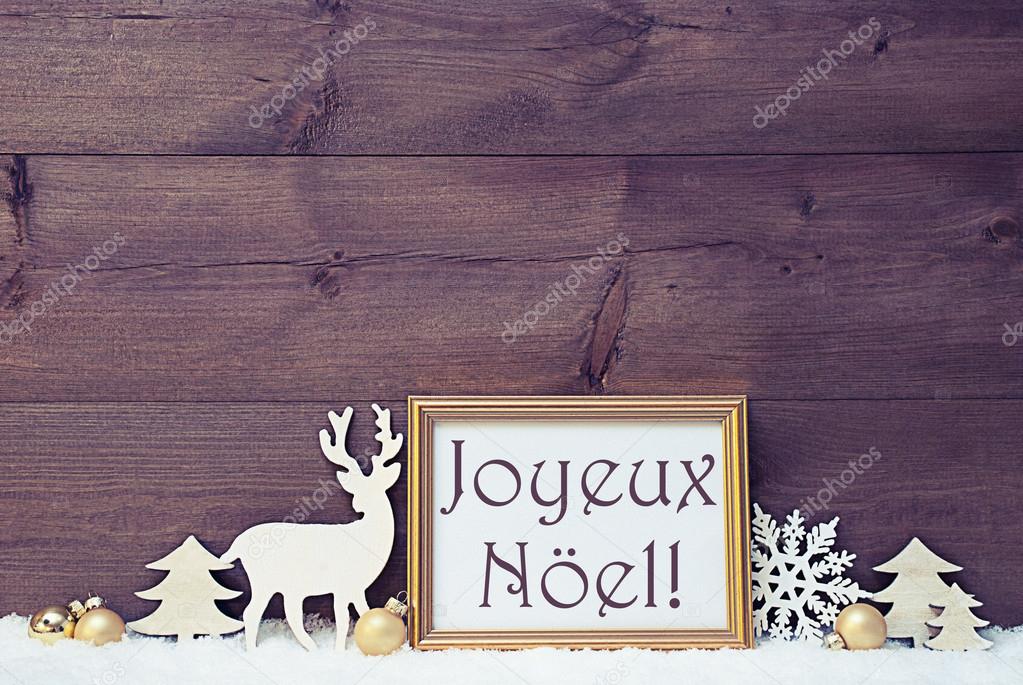 Vintage Card, Snow, Joyeux Noel Mean Merry Christmas