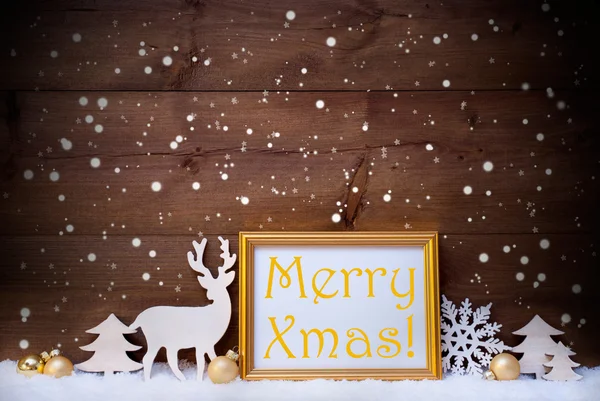 White And Golden Christmas Card, Snowflake, Merry Xmas — Stockfoto