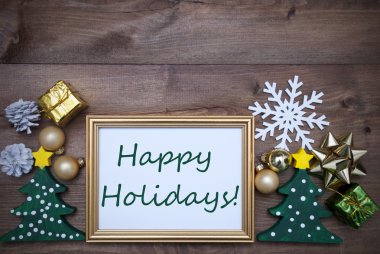 Frame With Christmas Decoration And Text Happy Holidays