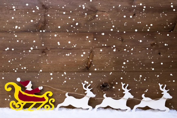 Santa Claus Sled, Reindeer, Snow, Copy Space, Snowflakes — 스톡 사진