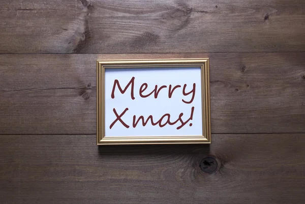 Golden Picture Frame With Copy Space And Text Merry Xmas — Stock Photo, Image