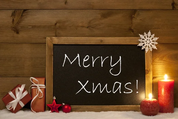 Festive Christmas Card, Blackboard, Snow, Candles, Merry Xmas — Stok fotoğraf