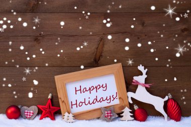 Red Christmas Decoration, Happy Holidays, Snow, Stars, Snowflake