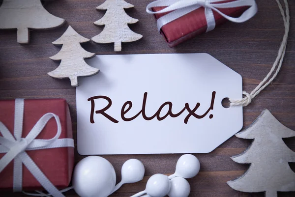 Christmas Label Gift Tree Relax — Φωτογραφία Αρχείου