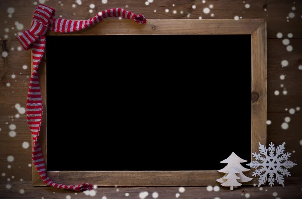 Chalkboard With Christmas Decoration, Snowflakes — Stock Photo, Image