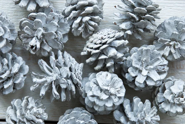 Christmas Card With Macro View Of Fir Cones, Copy Space — 图库照片