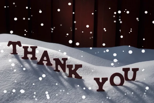 Christmas Card With Snow, Thank You, Snowflakes — Stockfoto