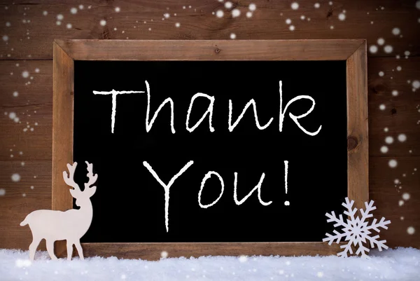 Vintage Christmas Card, Blackboard, Snow, Thank You — Stockfoto