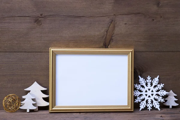 Frame With White Christmas Decoration, Copy Space — Stock Fotó