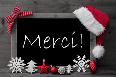 Blackboard Santa Hat Christmas Decoration Merci Means Thank You