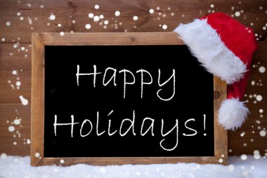 Christmas Card, Chalkboard, Happy Holidays, Snowflakes, Snow