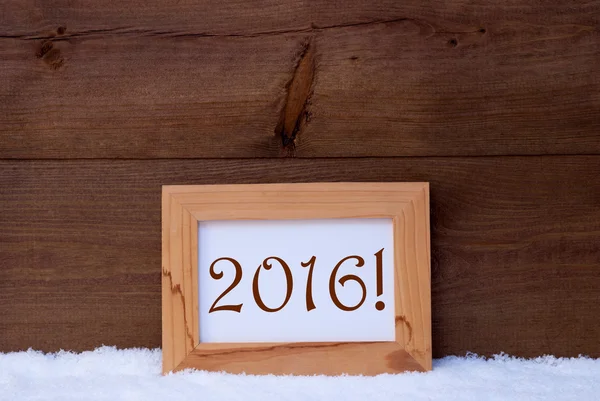 Christmas Card With Picture Frame, Text 2016, Snow — Zdjęcie stockowe