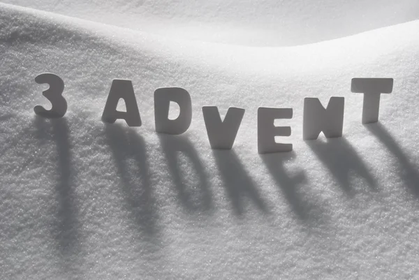 White Word 3 Advent Means Christmas Time On Snow — Zdjęcie stockowe