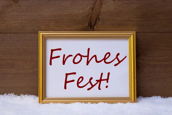Frame With Red Frohes Fest Mean Merry Christmas On Snow — Zdjęcie stockowe